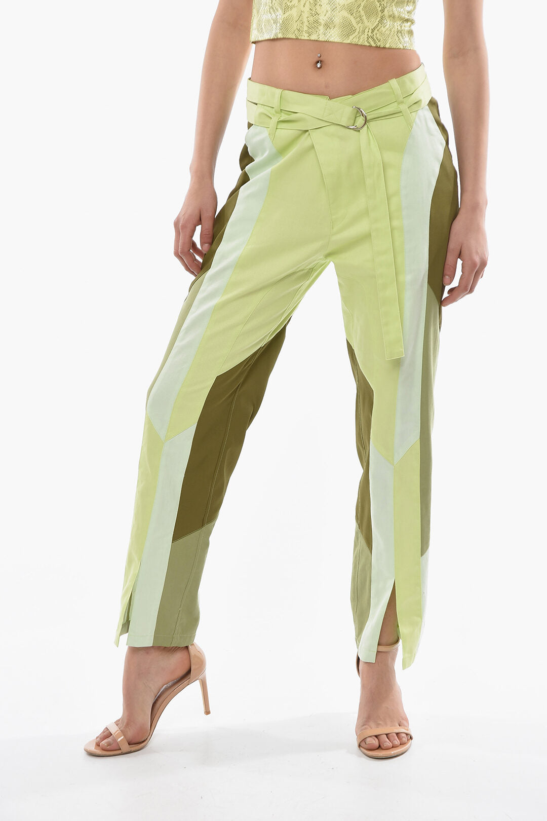 Kiko Kostadinov 2850~Straight Trousers DAINTREE With Ankle Slits And Belt