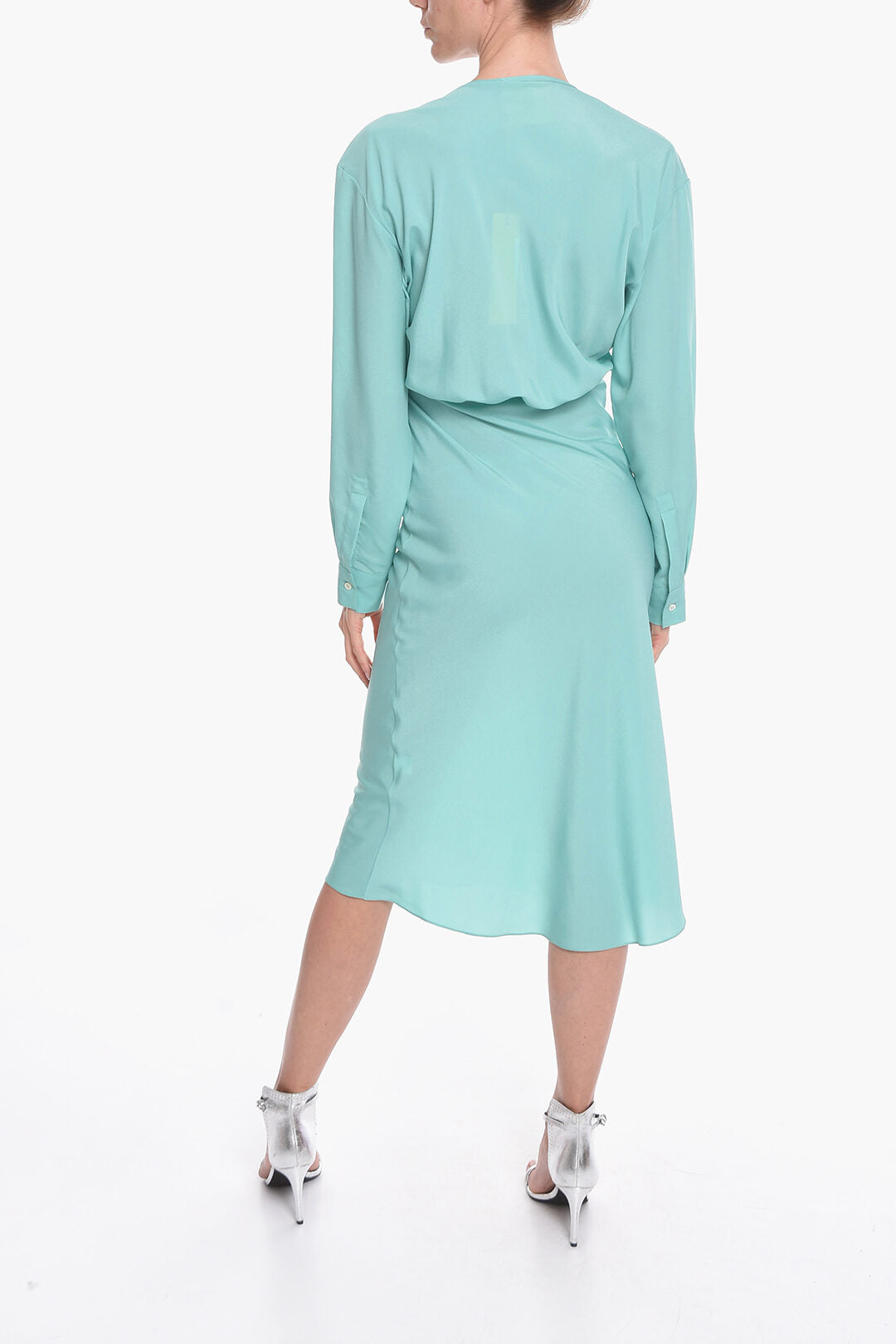 Super Blond 2850~Viscose Crepe Long Dress GREBSEH with Cut-out Detail, view 2