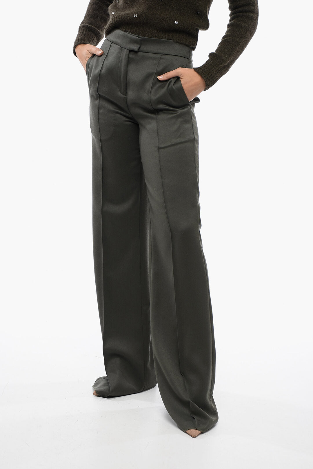 Sa Su Phi 2850~Wide-Leg Wool High-Waist Trousers