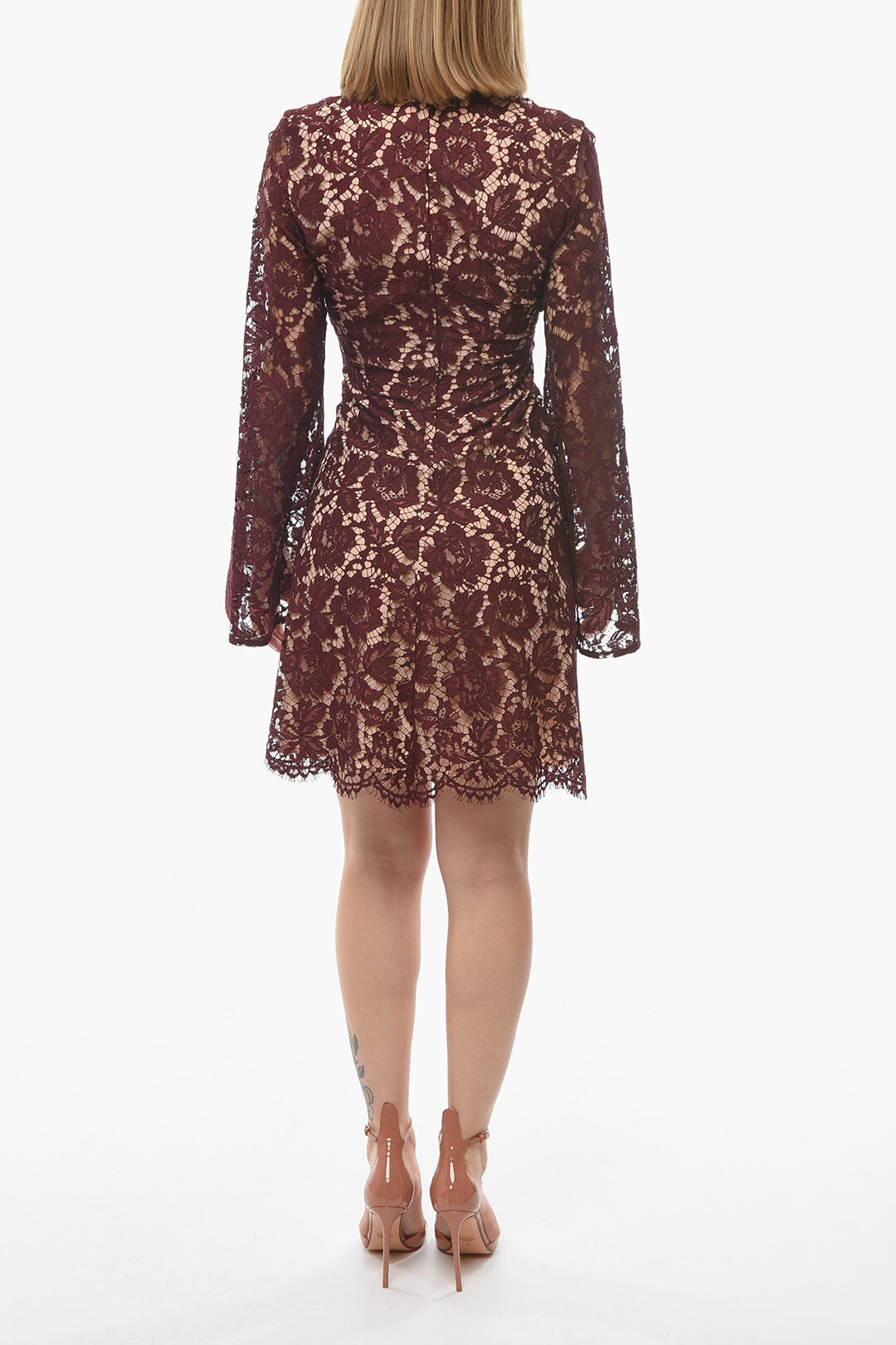 Super Blond 2900~Lace Dress with V-Neck and Back Zip, view 2