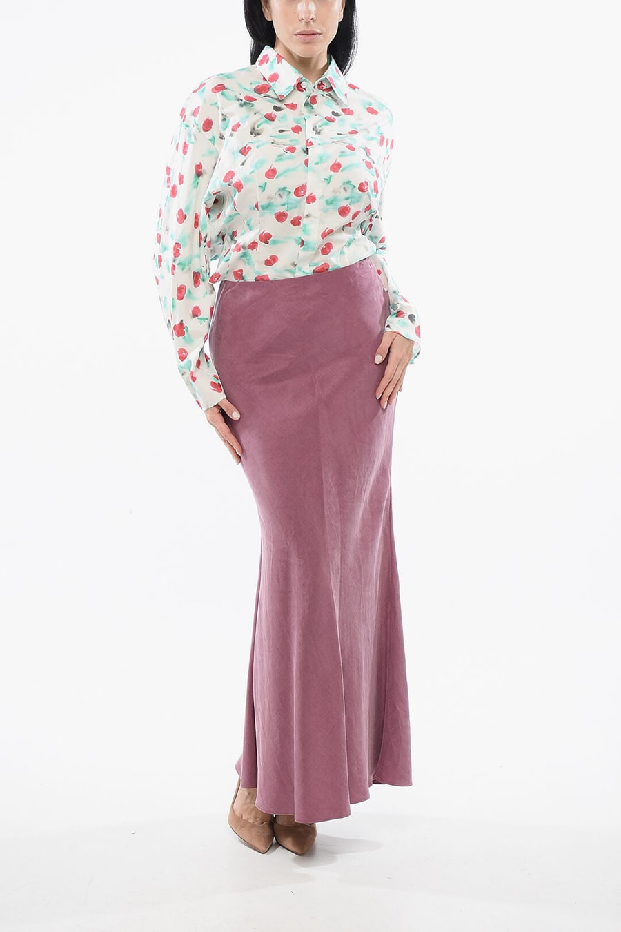 Max Mara 2900~STUDIO Linen-Blend Skirt GOYALI With Slit, view 4