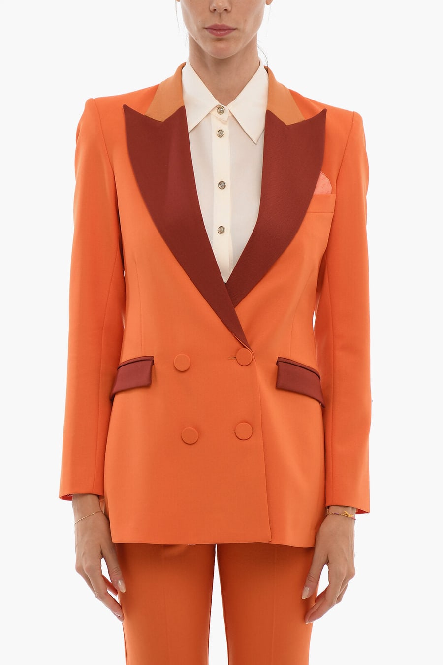 Hebe Studio 2950~Double-Breasted Jacket BIANCA With Flap Pockets