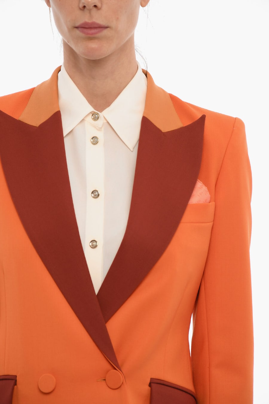 Hebe Studio 2950~Double-Breasted Jacket BIANCA With Flap Pockets, view 3