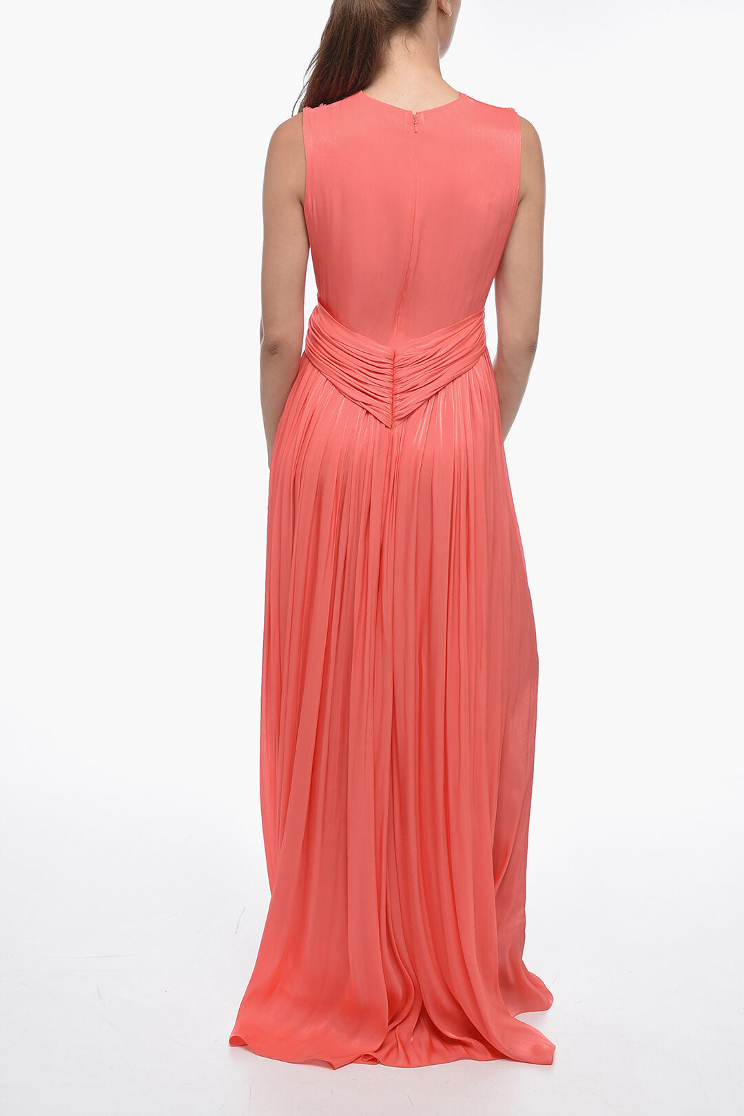 Costarellos 2950~Draped Lurex Maxi Dress with Cut-Out Detail, view 2