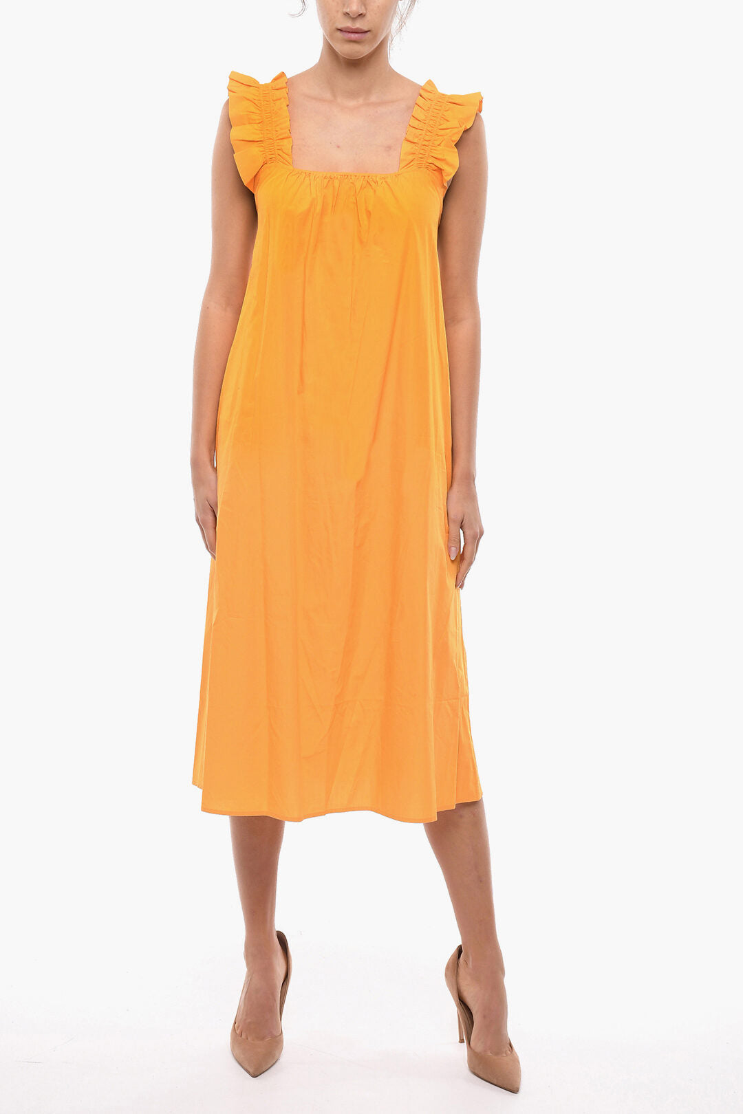 Samsoe Samsoe 2950~Flared Maxi Dress GILL with Ruched Details