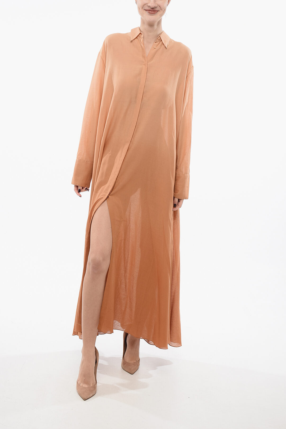 Super Blond 2950~Flared Shirt Dress with Hidden Buttoning