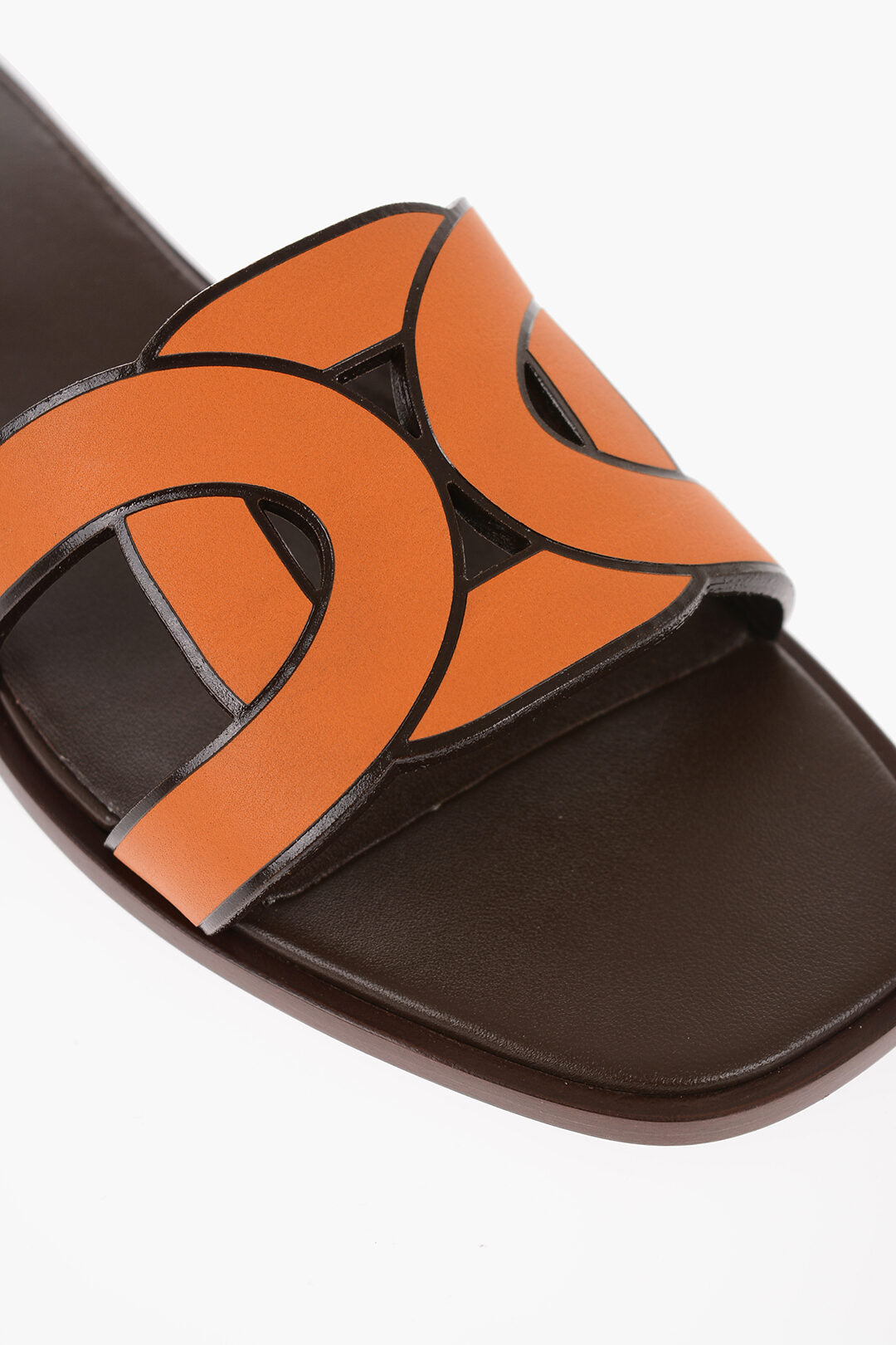Tod's 2950~Leather Sliders MAXI CHAIN with Leather Sole