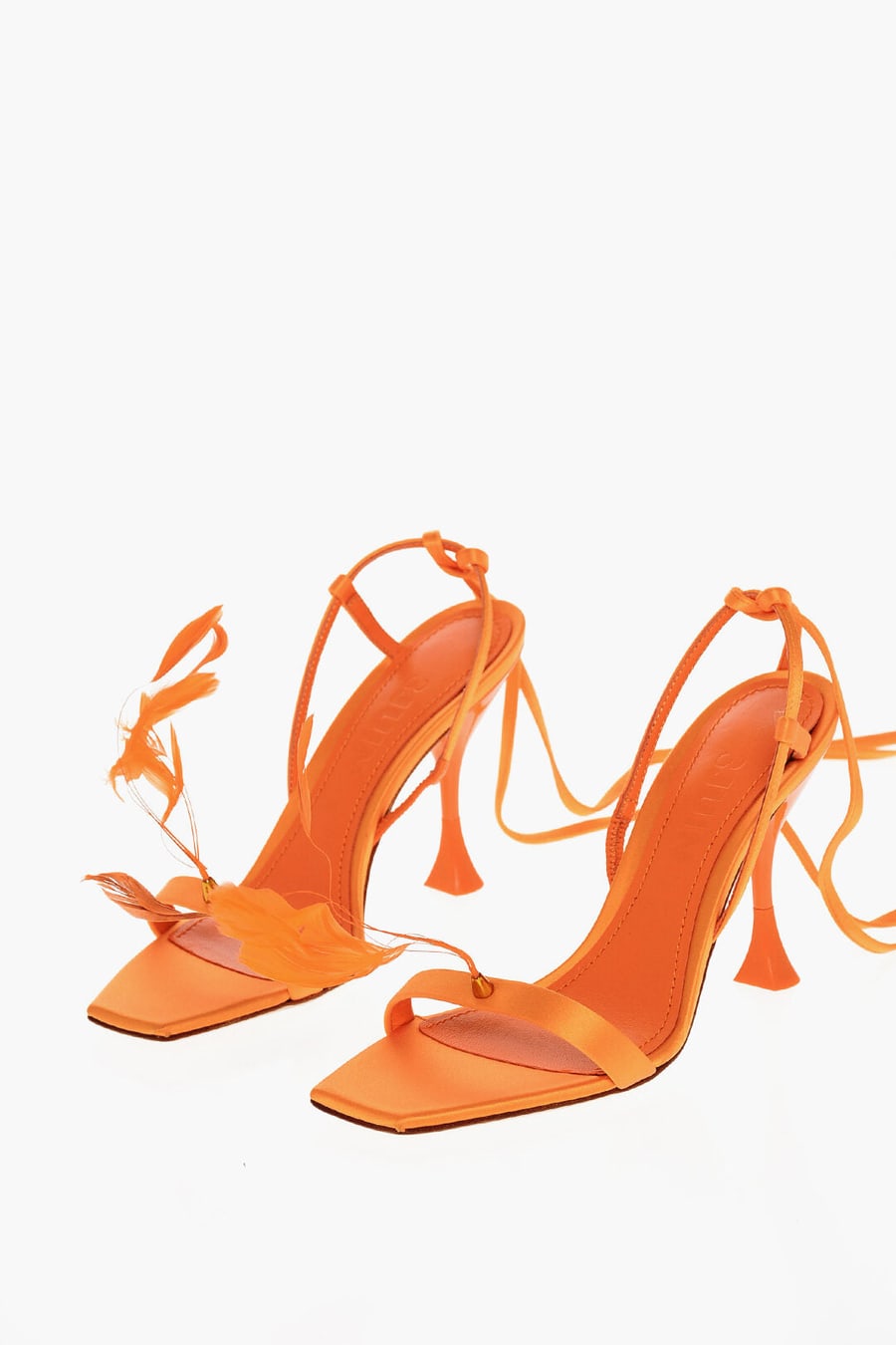 3Juin 2950~Satin Sandals KIMI with Decorative Feathers 10cm