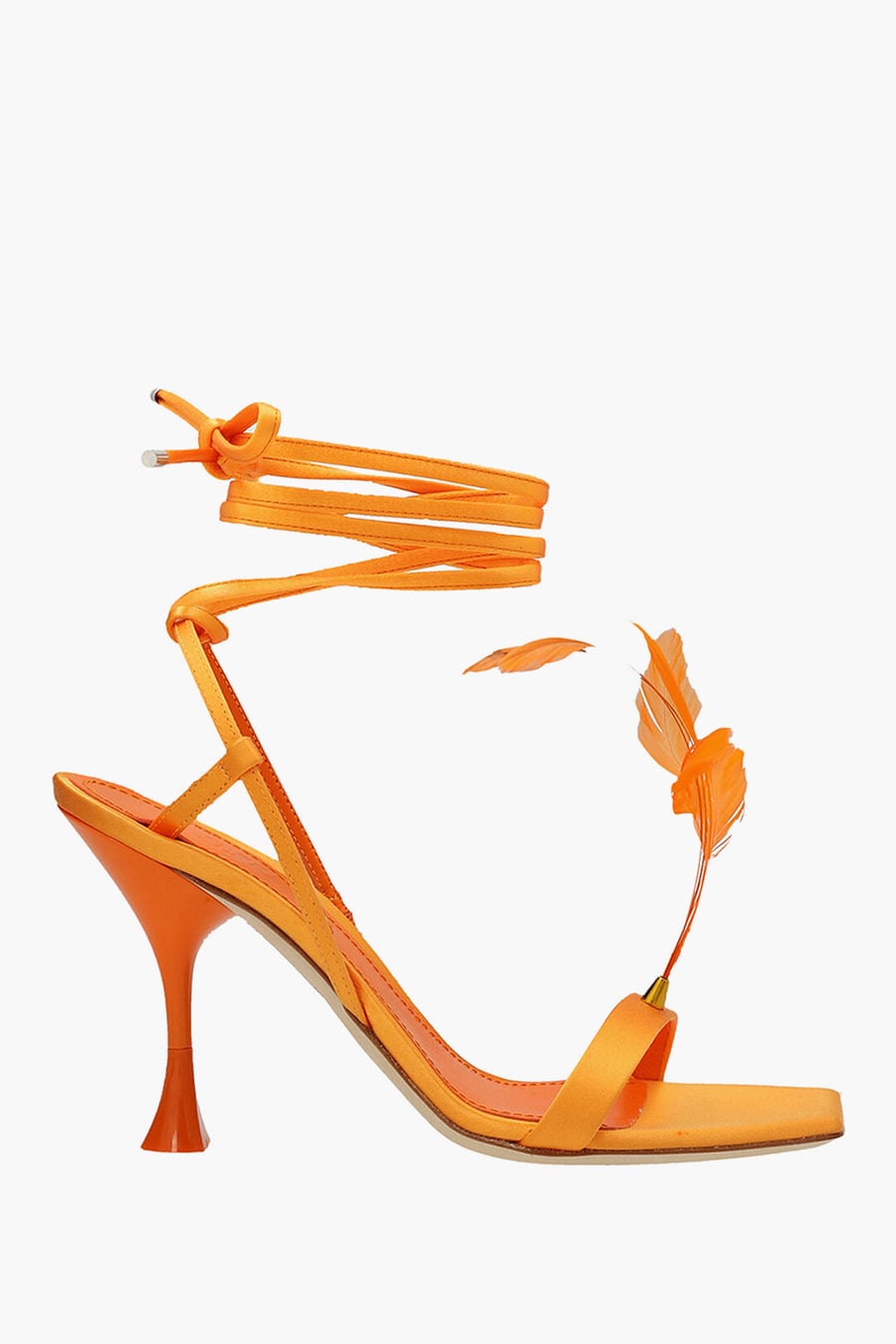 3Juin 2950~Satin Sandals KIMI with Decorative Feathers 10cm, view 3