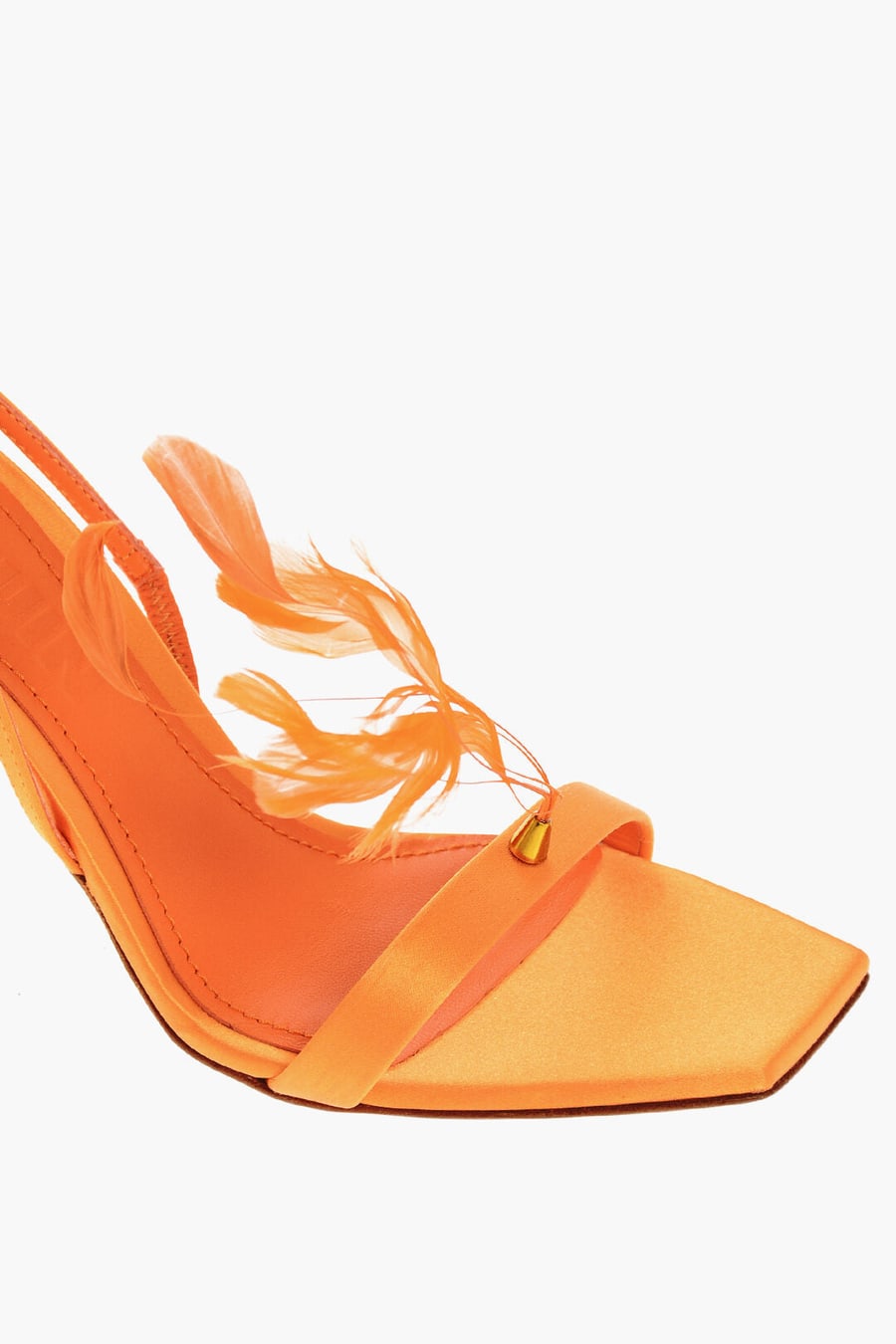3Juin 2950~Satin Sandals KIMI with Decorative Feathers 10cm, view 4