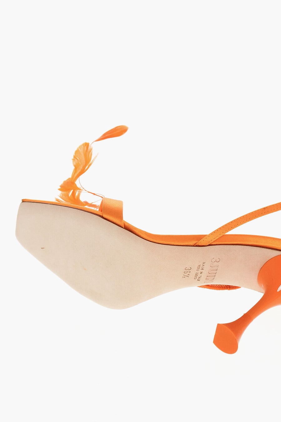 3Juin 2950~Satin Sandals KIMI with Decorative Feathers 10cm, view 5