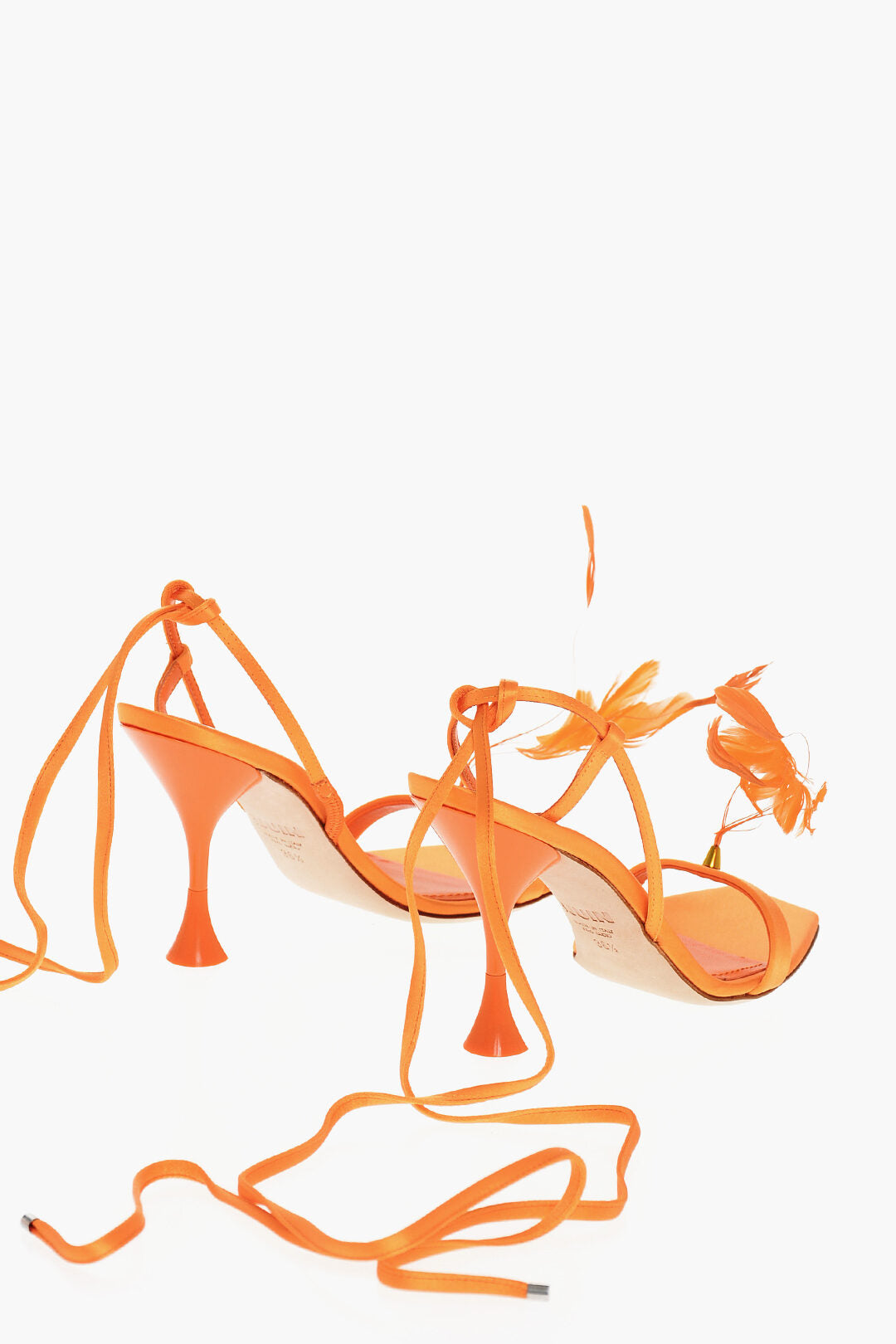 3Juin 2950~Satin Sandals KIMI with Decorative Feathers 10cm, view 2