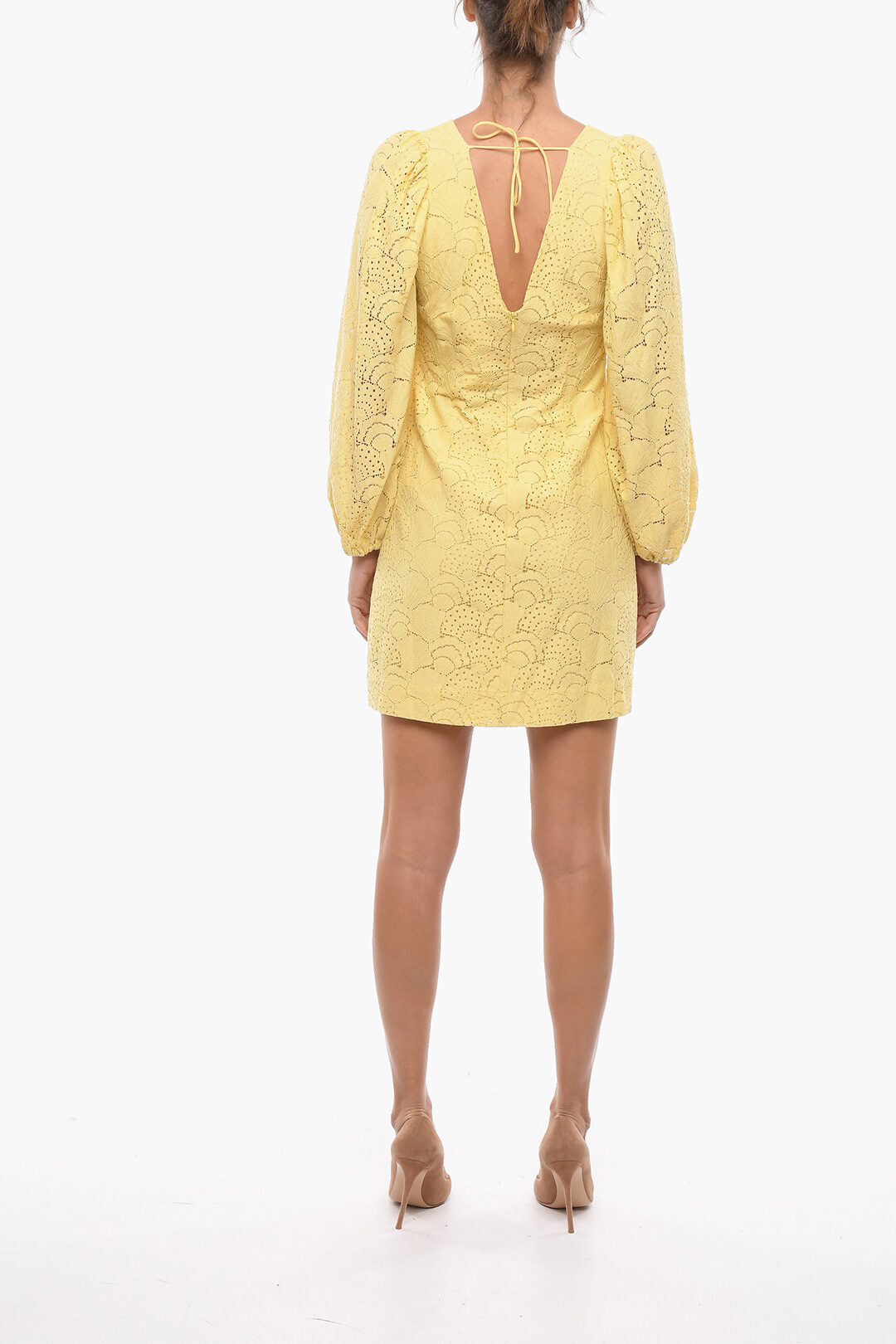 Samsoe Samsoe 3000~Lace Mini Dress ANAIN with Puff Sleeve, view 2