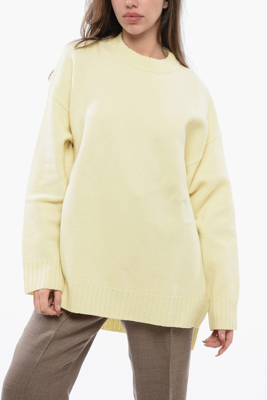 Jil Sander 3000~Oversized Dropped-Shoulder Sweater with Asymmetric Hem