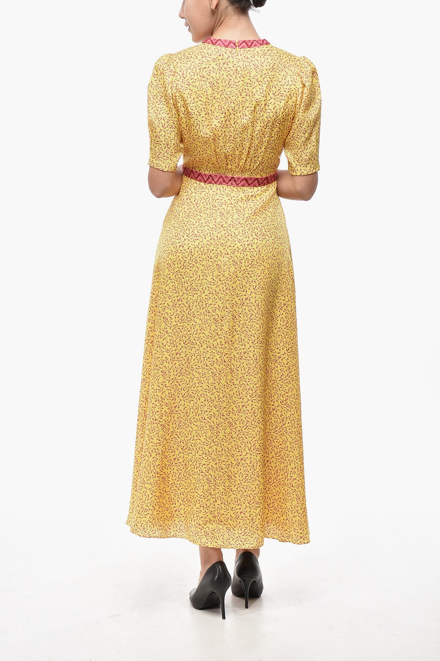 Saloni 3000~Silk Flared Dress TABITHA with Botanical Print, view 2