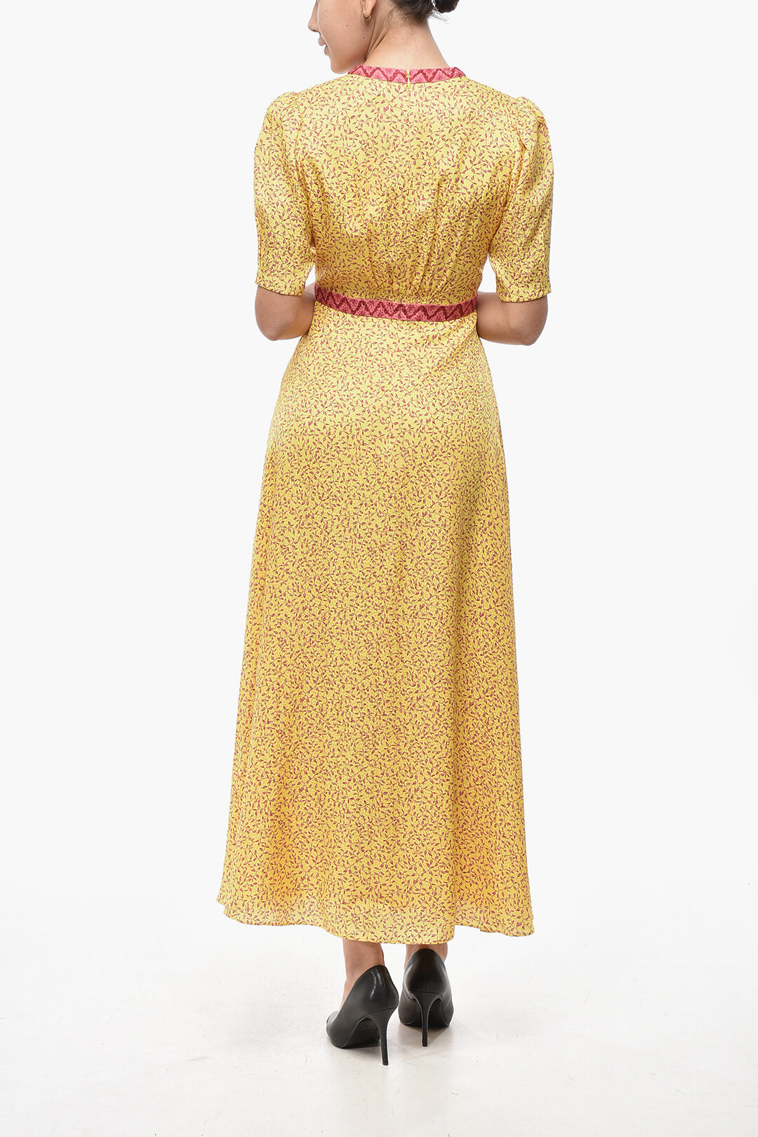 Saloni 3000~Silk Flared Dress TABITHA with Botanical Print