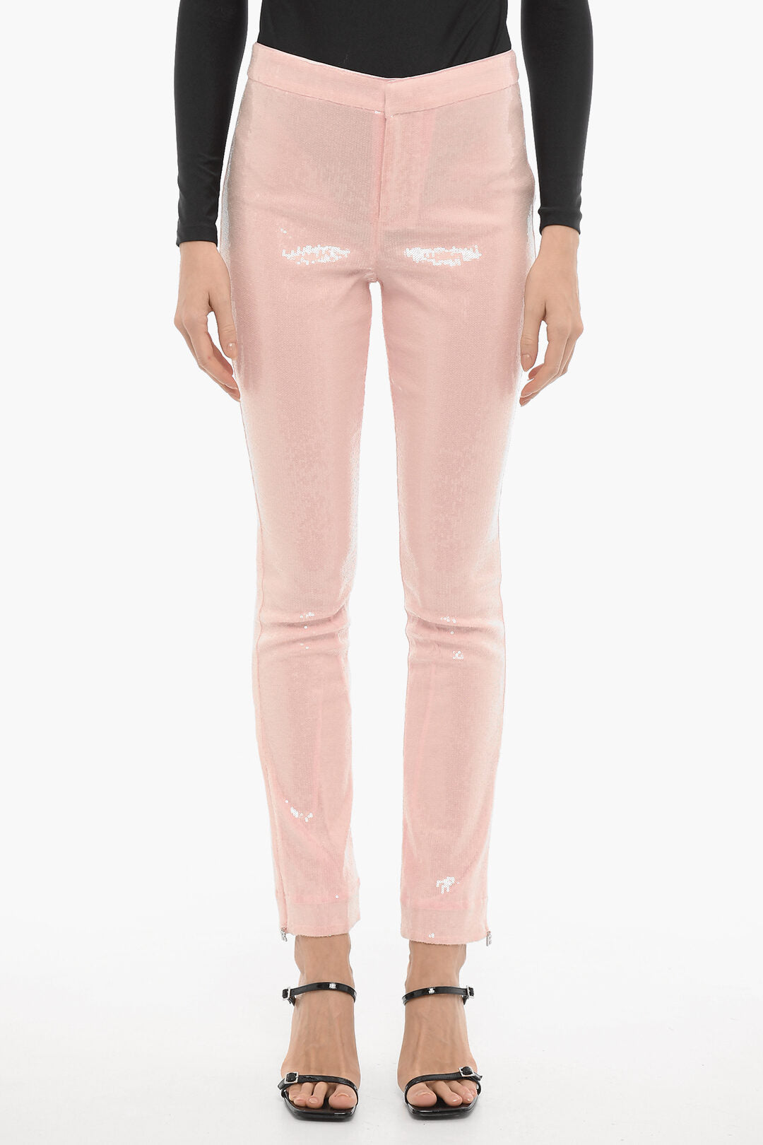 Rotate 3050~Bootcut Pants with Sequins and Ankle Zip