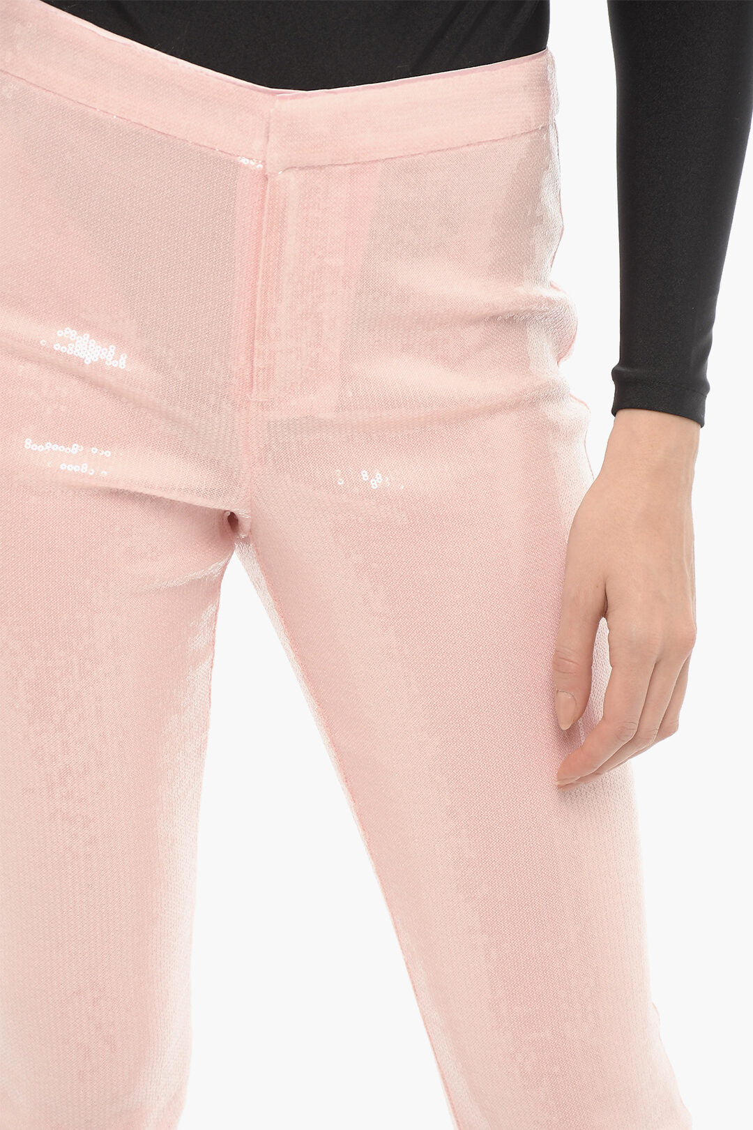 Rotate 3050~Bootcut Pants with Sequins and Ankle Zip, view 2