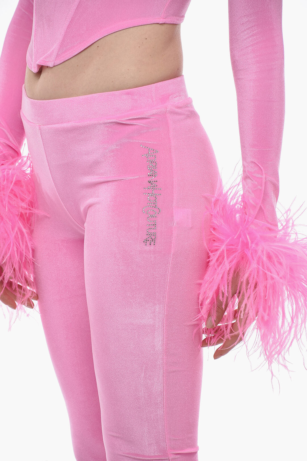 Adriana Hot Couture 3050~Chenille Boot-Cut Pants with Side Logo