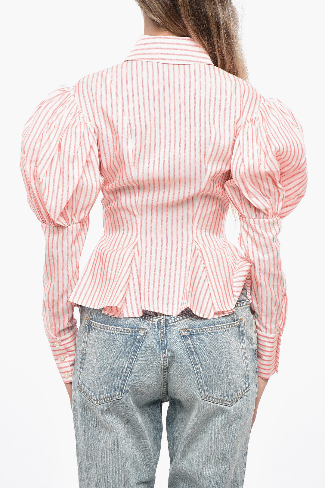 Viktor & Rolf 3050~Cotton Shirt PRINCESS with Puff Sleeves and Striped Pattern, view 2