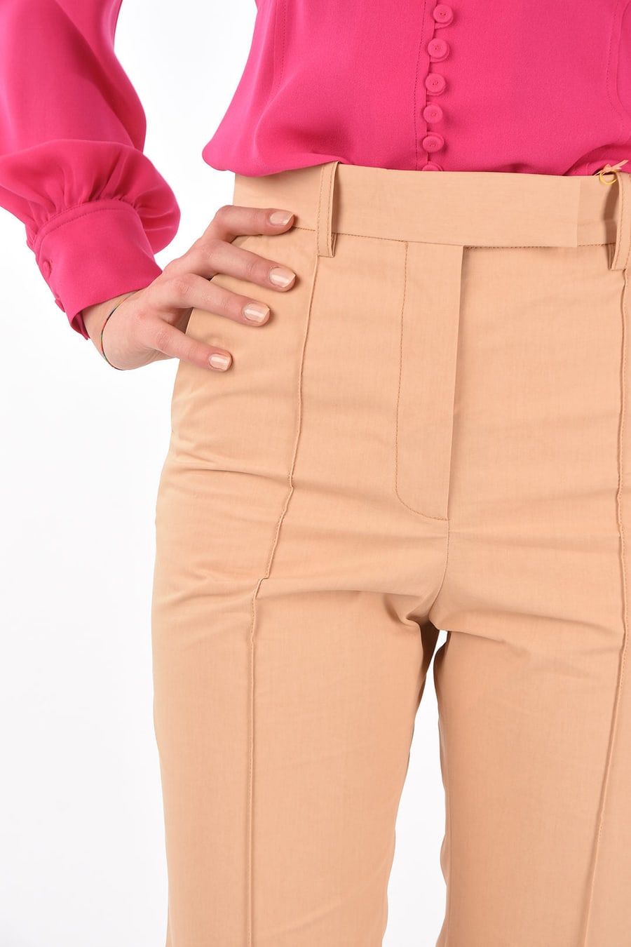 Super Blond 3050~Cotton Trousers FLARED with Front Pleats, view 3