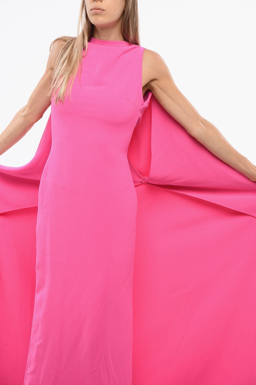 Solace London 3050~Maxi Fitted Dress KAILA With Embellished Draping