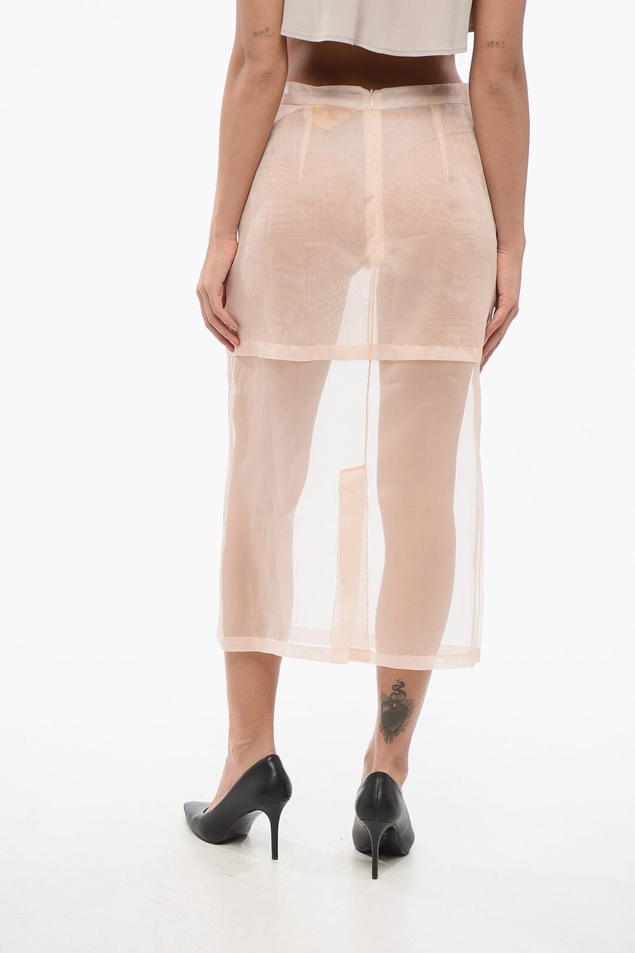 Super Blond 3050~Sheer Silk Skirt with Layer, view 2