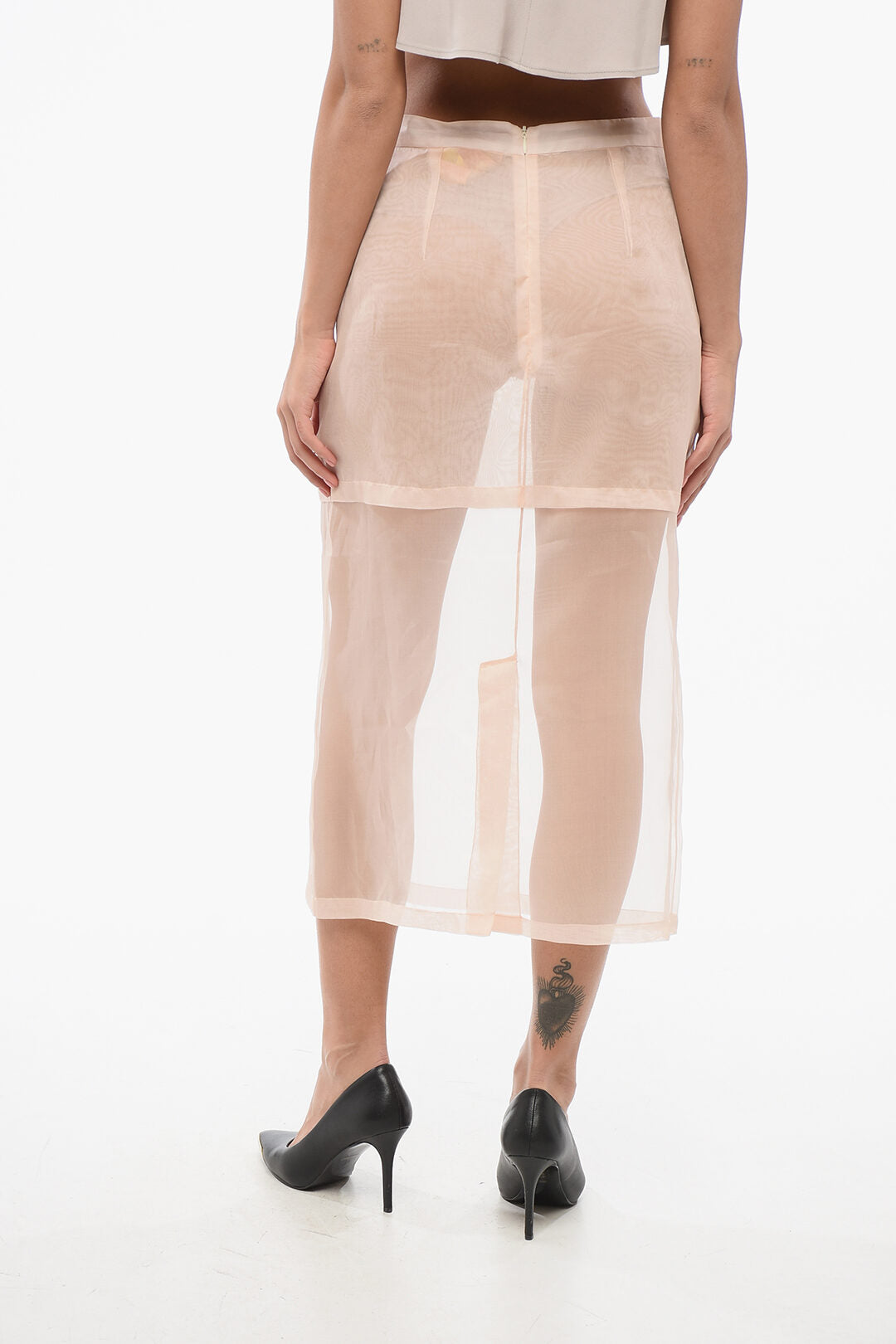 Super Blond 3050~Sheer Silk Skirt with Layer, view 2