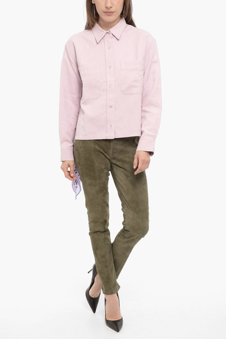 Destin 3050~Solid Cotton-Linen Overshirt MARINA with Bandana Detail, view 5