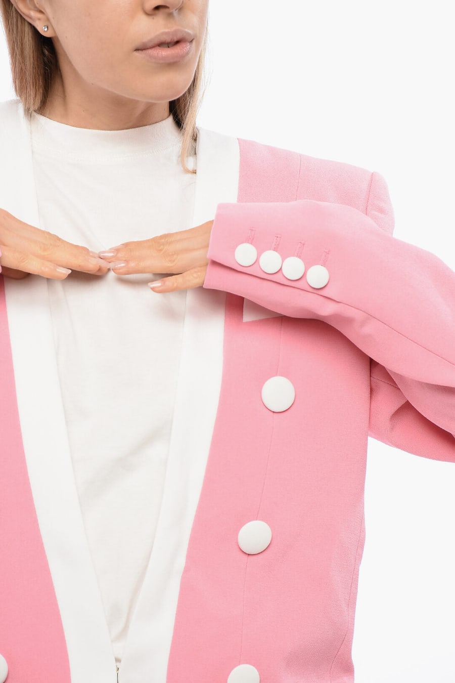 Balmain 3050~Structured Crepe de Chine Jacket, view 3