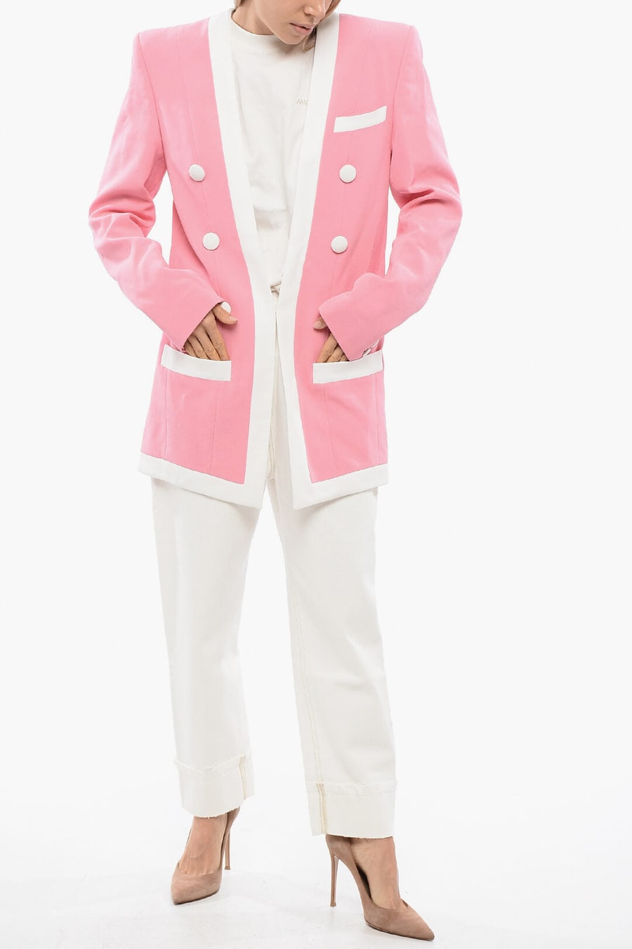 Balmain 3050~Structured Crepe de Chine Jacket, view 4