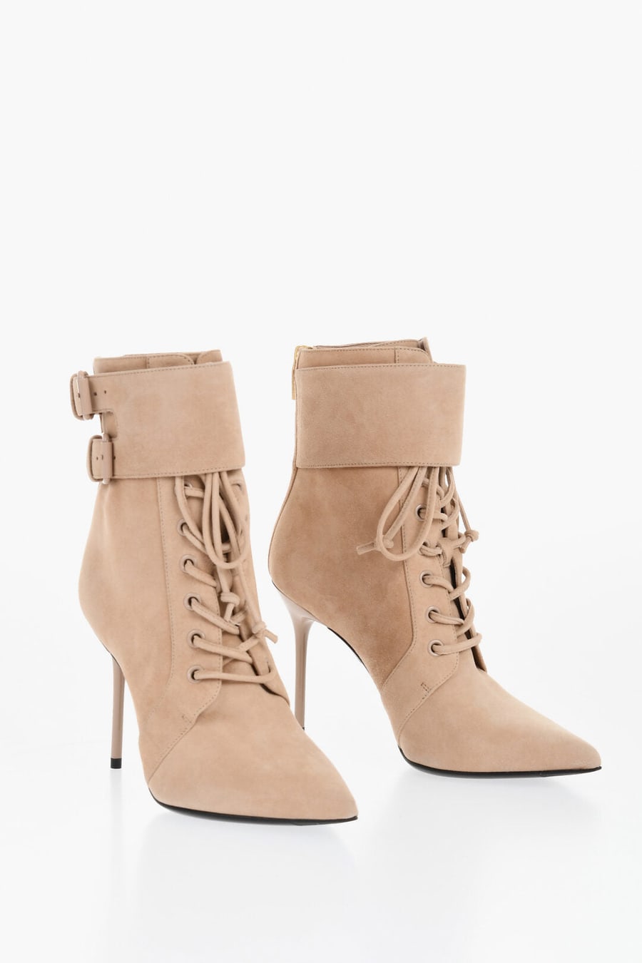 Balmain 3050~Suede Ankle Boots URIA with Back Zip and 9cm Heel