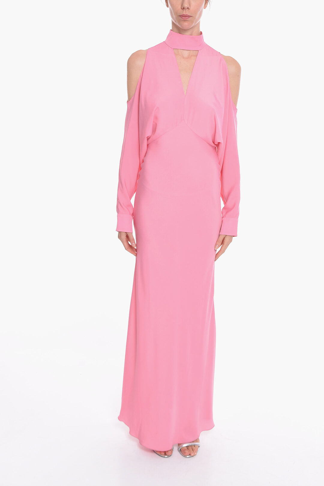 Super Blond 3050~Viscose Crepe Long Dress with Cut-out Details