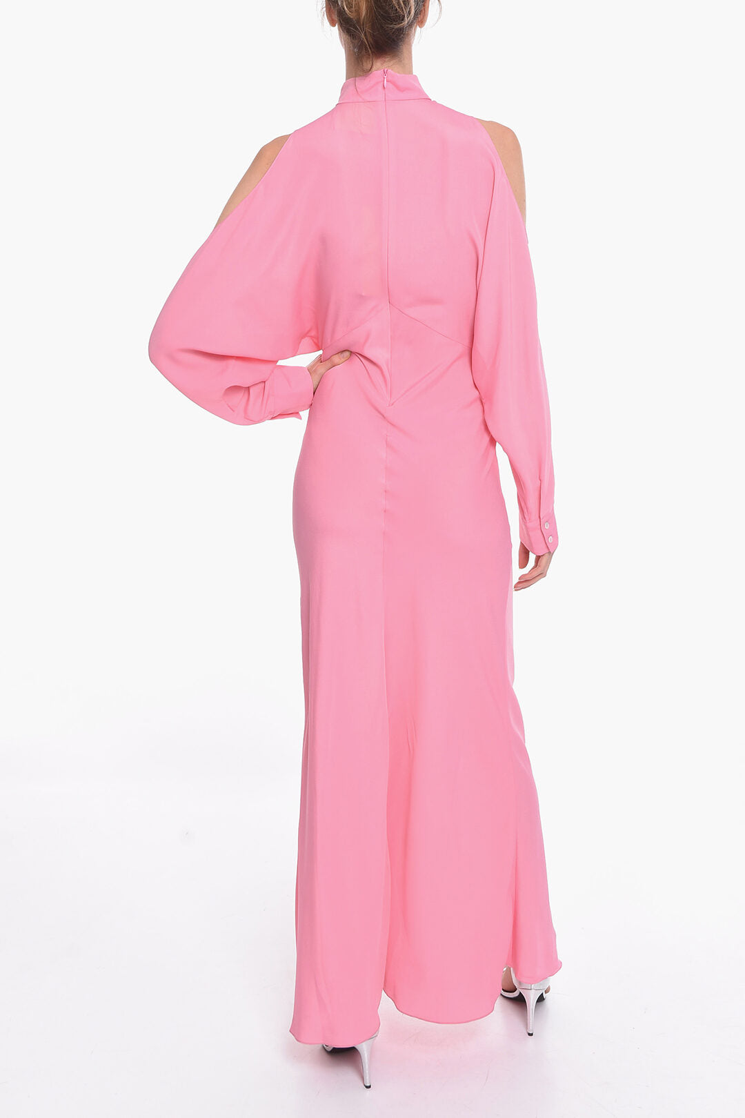 Super Blond 3050~Viscose Crepe Long Dress with Cut-out Details, view 2