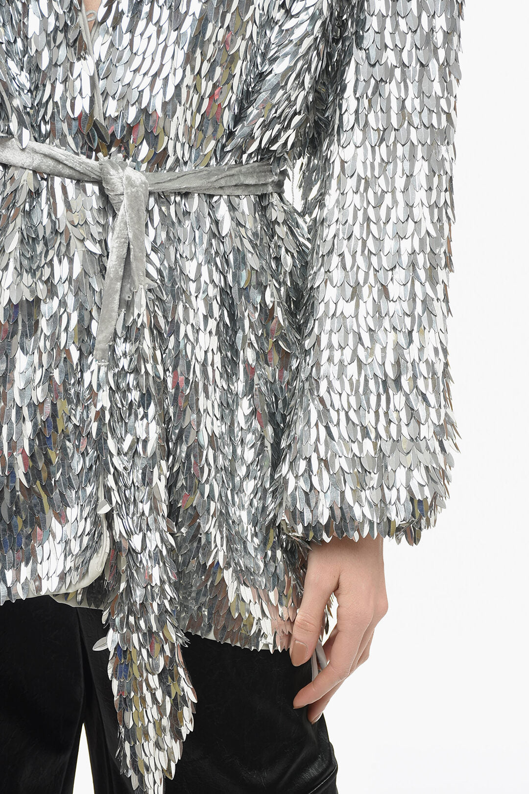Retrofete 3050~Wrap Dress with All-Over Leaf Sequins