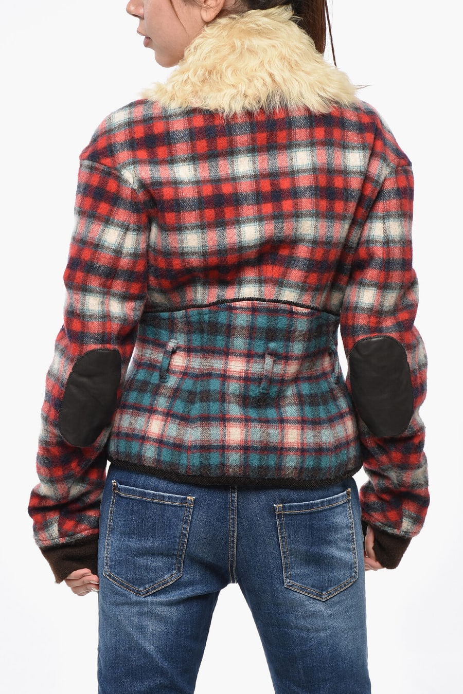 Dsquared2 3250~Checked Flannel Jacket with Fur Collar, view 2