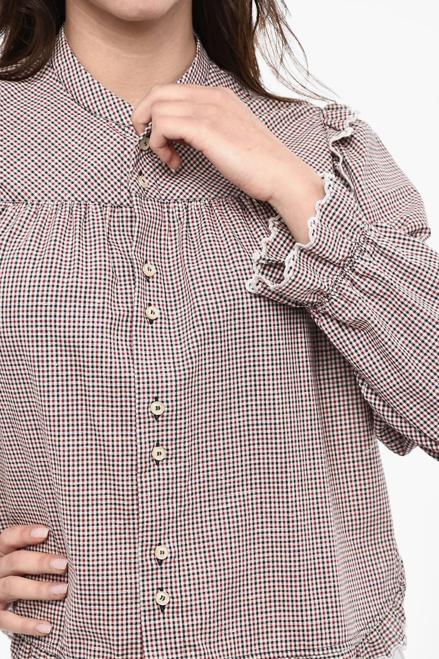 Dsquared2 3250~Checked Shirt With Ruffles, view 3