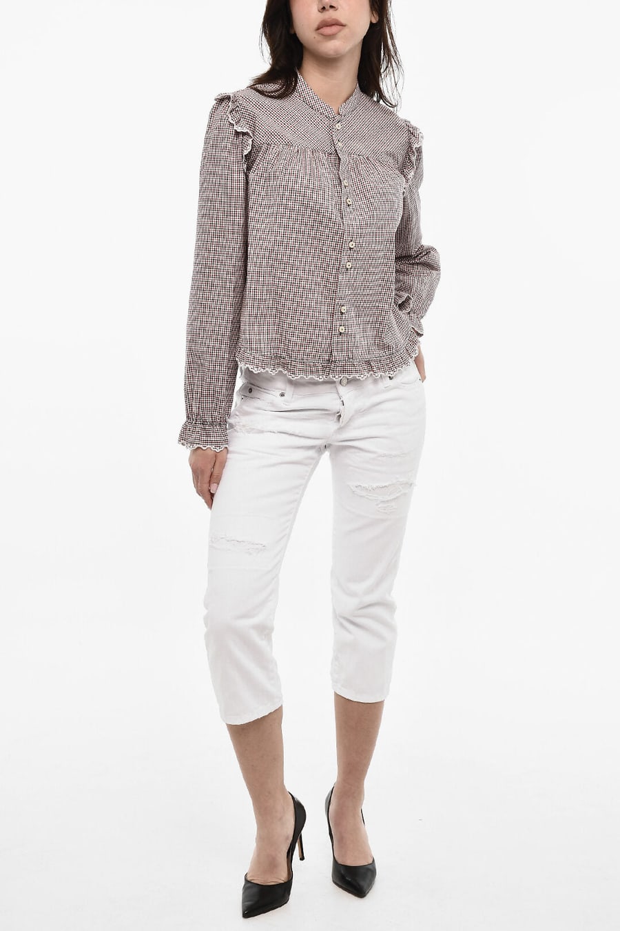 Dsquared2 3250~Checked Shirt With Ruffles, view 4