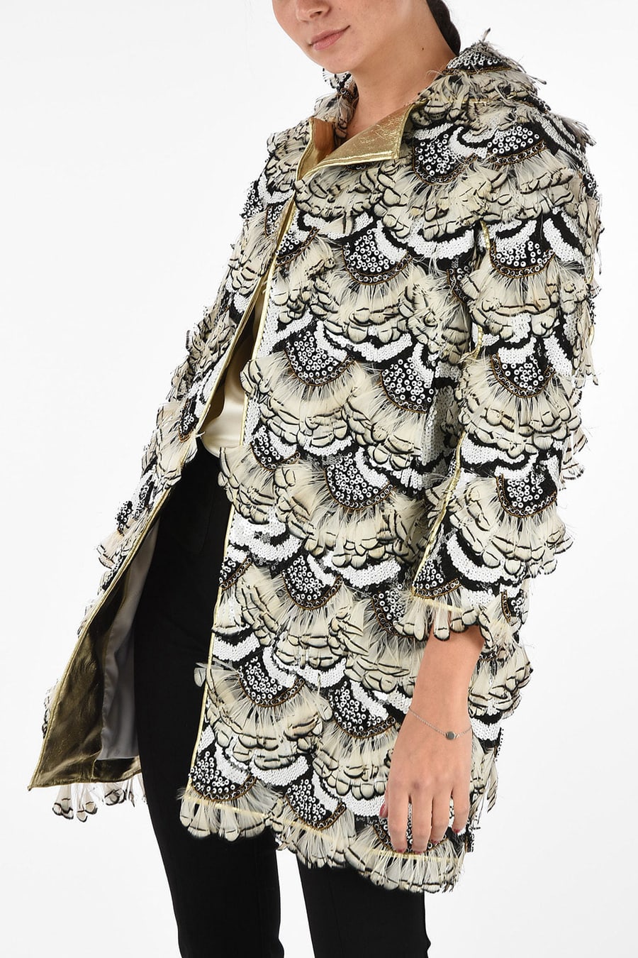 Dsquared2 3250~Coat with Feathers and Sequins