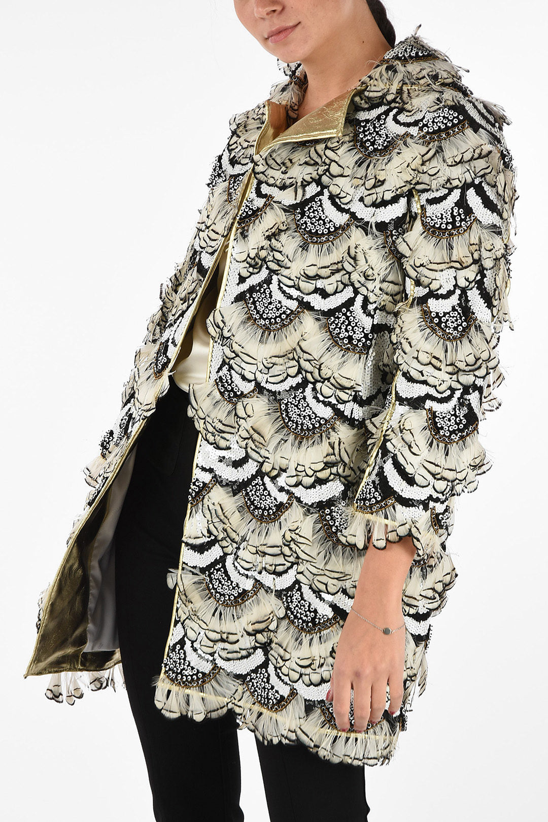 Dsquared2 3250~Coat with Feathers and Sequins