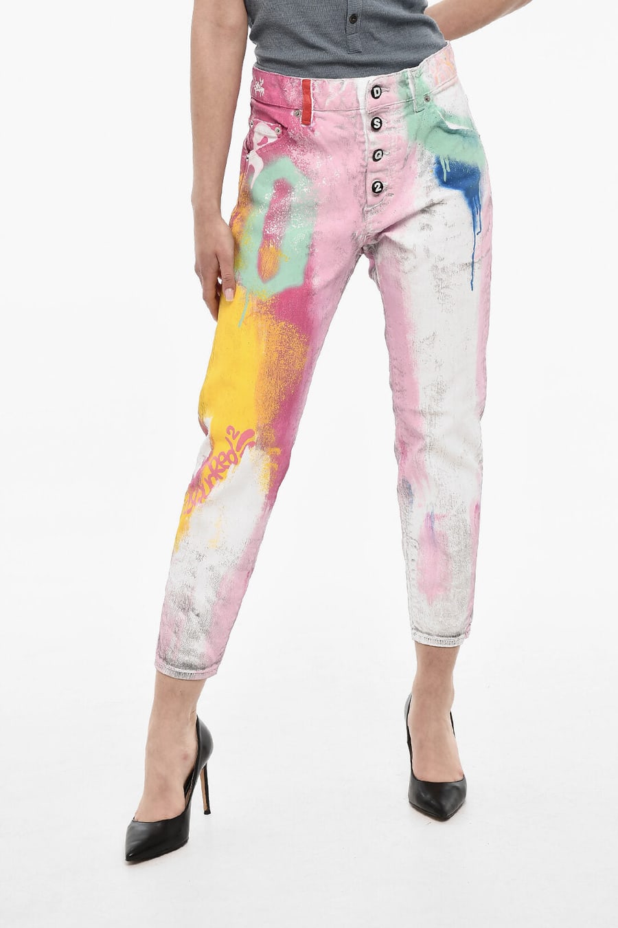Dsquared2 3250~Cropped Jeans DAN with Patent Effect