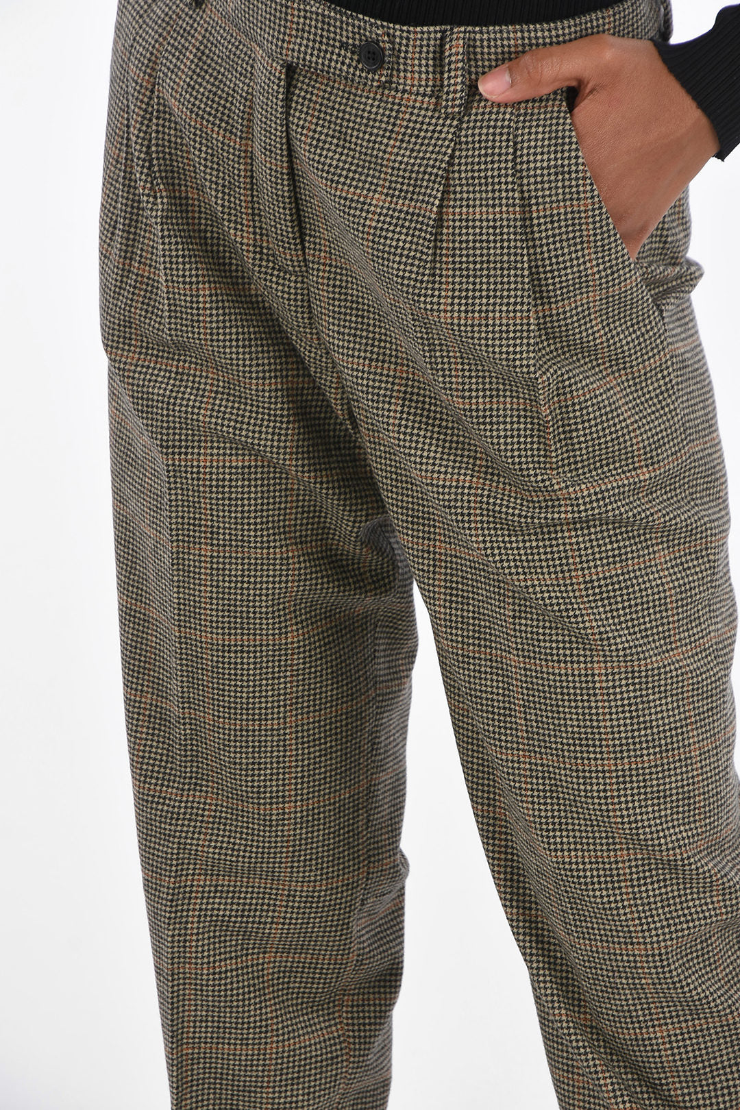 Massimo Alba 3250~Double-Pleat Trousers SURO in Houndstooth High-Waisted