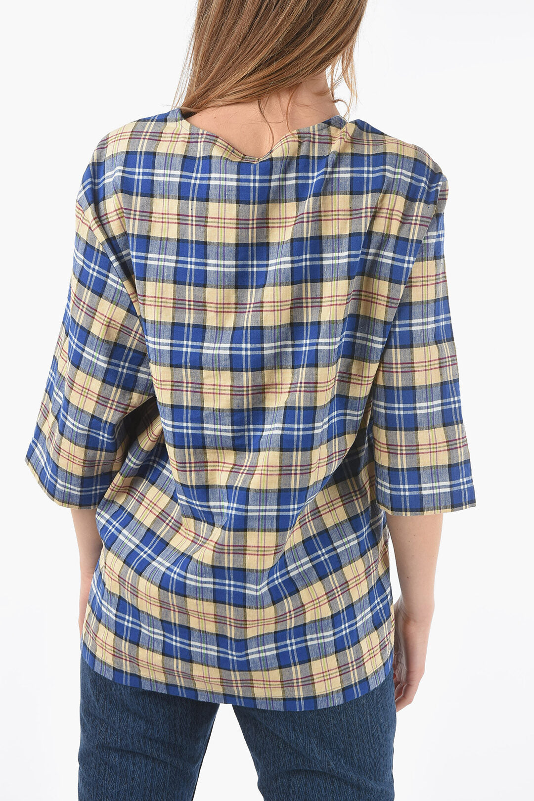 Woolrich 3250~Oversized Plaid T-shirt with Maxi Monogram Patch, view 2