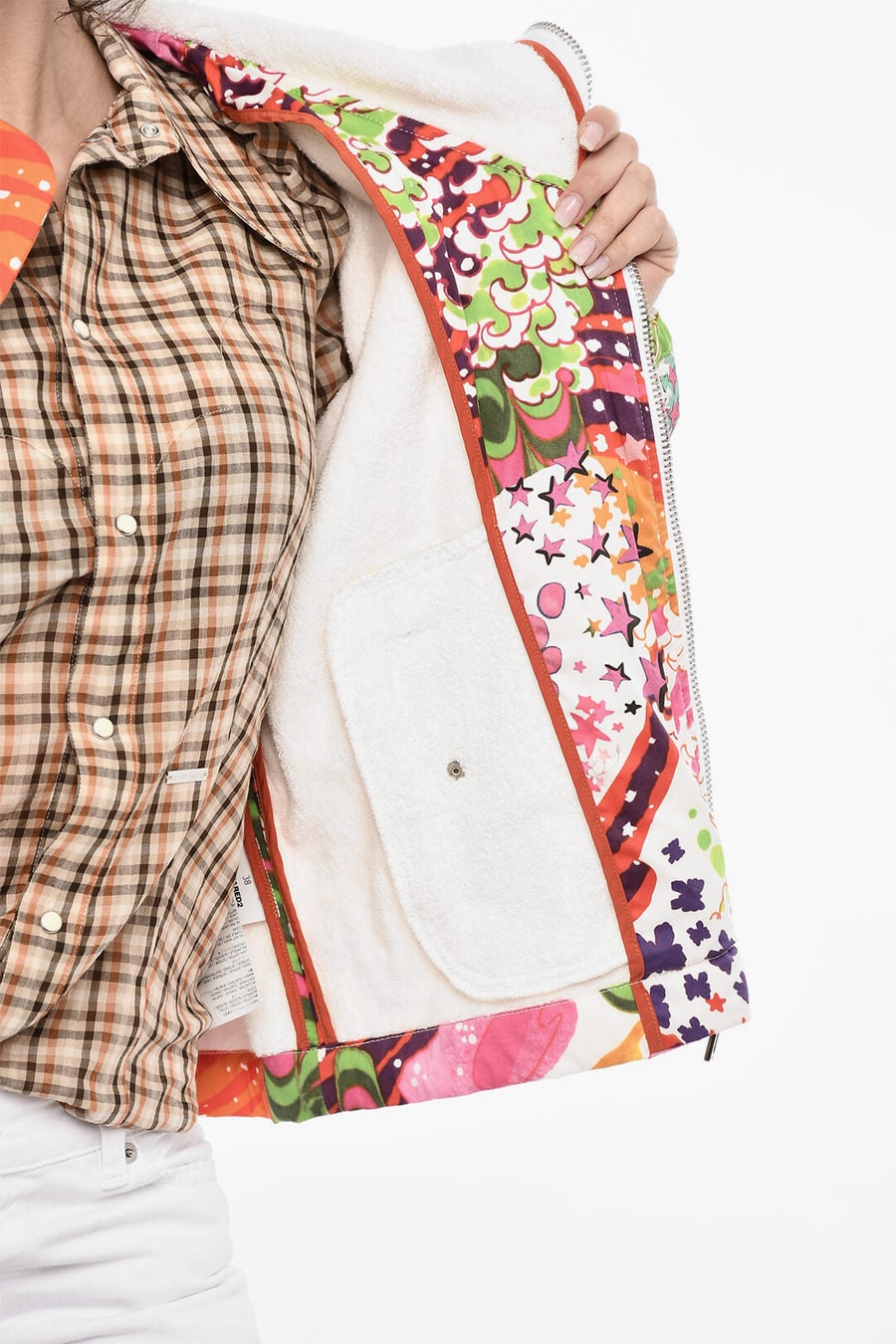 Dsquared2 3250~Patterned Oversized Jacket with Hood, view 5
