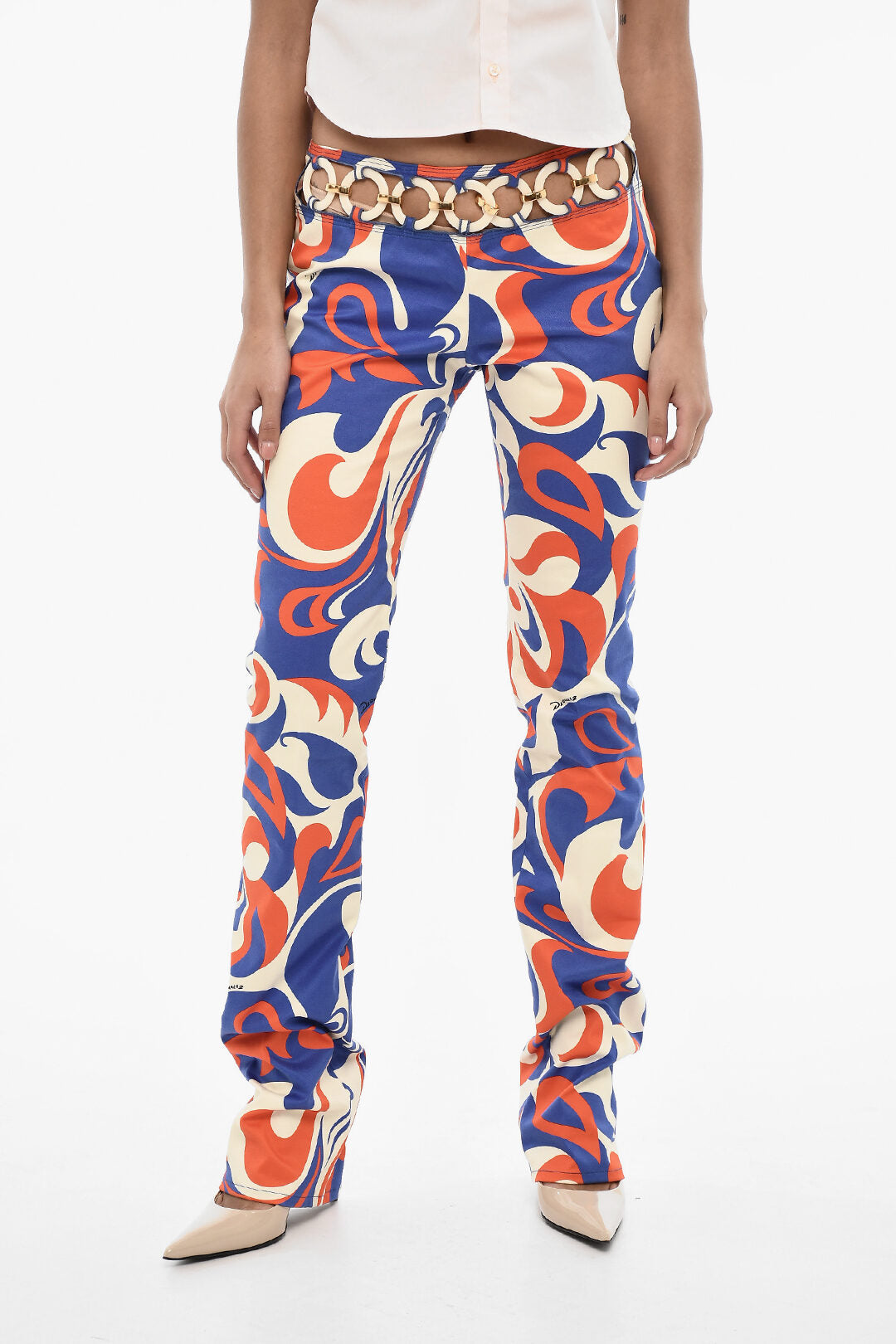 Dsquared2 3250~Patterned Regular-Waist Pants with Cut-Out Details