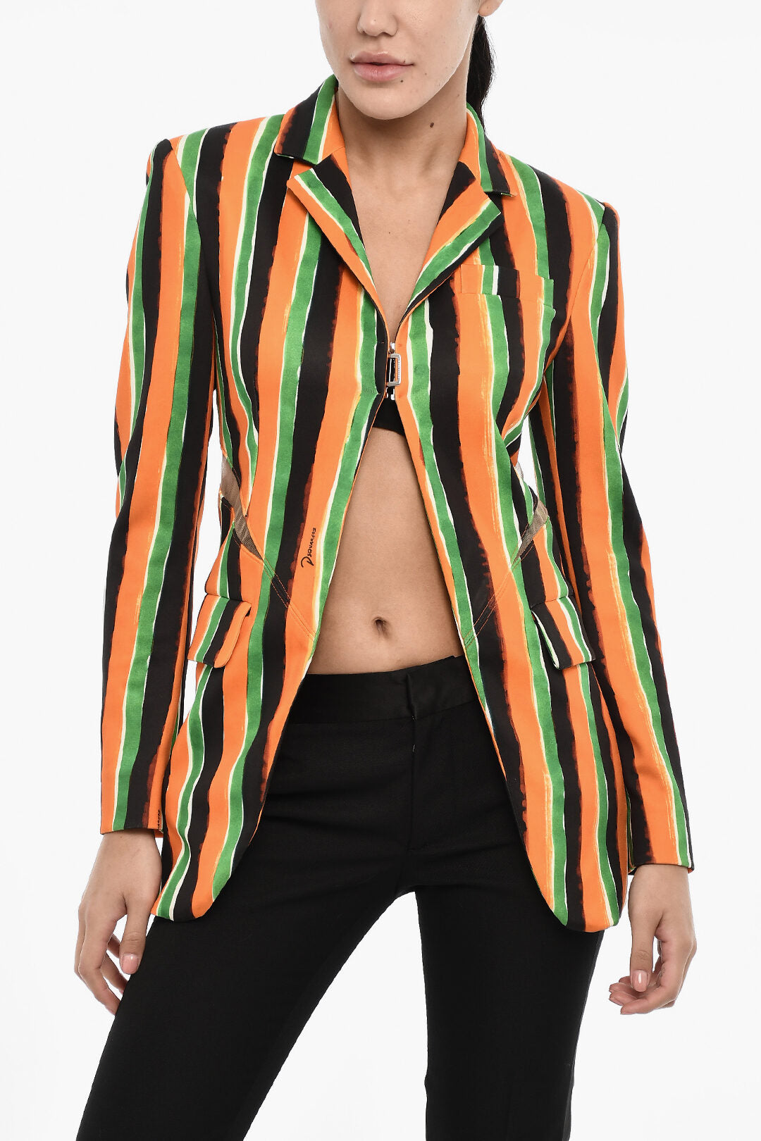 Dsquared2 3250~Striped Blazer with Flap Pocket and Cut-Out Details