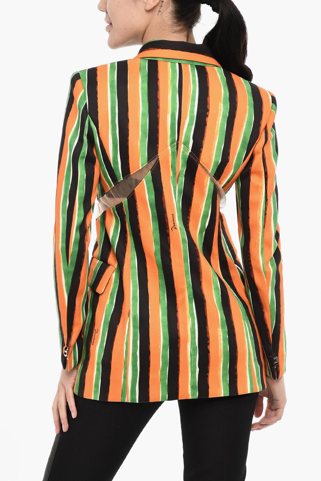 Dsquared2 3250~Striped Blazer with Flap Pocket and Cut-Out Details, view 2