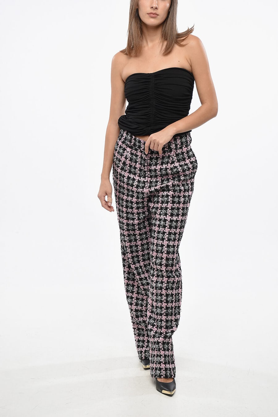 MSGM 3250~Two-Tone Straight-Leg Pants, view 4