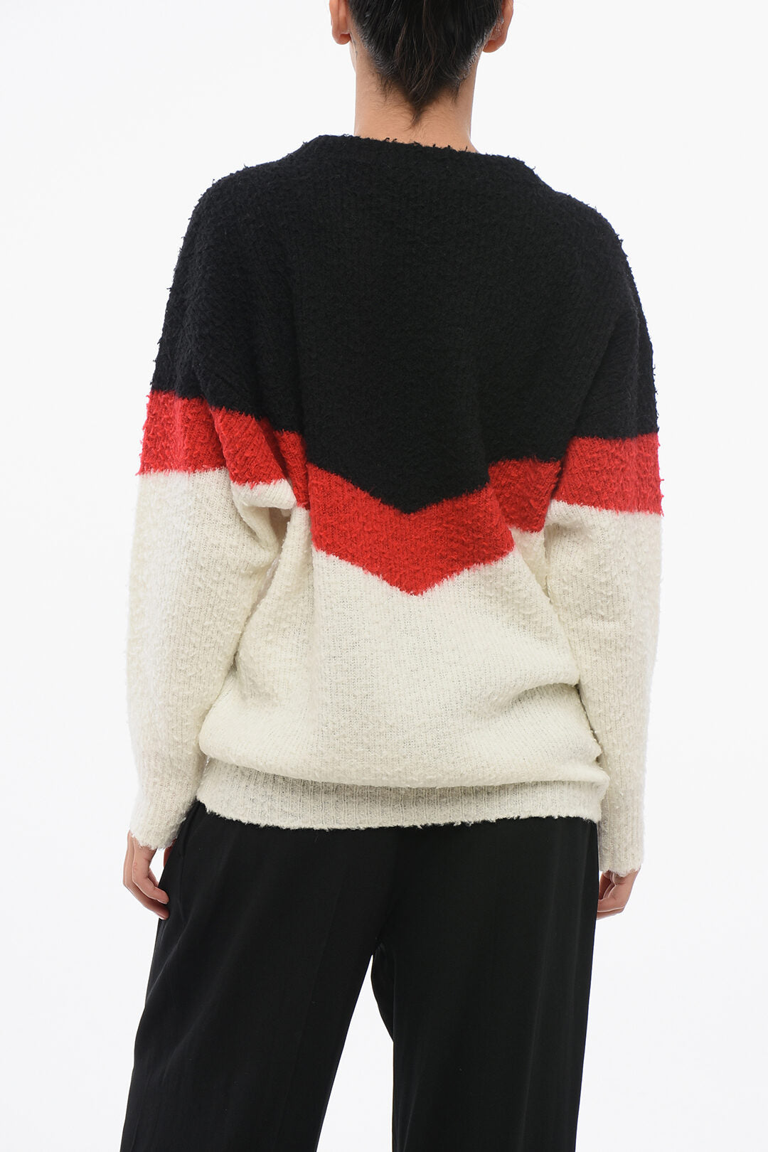 Stella McCartney 3250~Wool-Blend Crewneck Sweater with Color Block Design