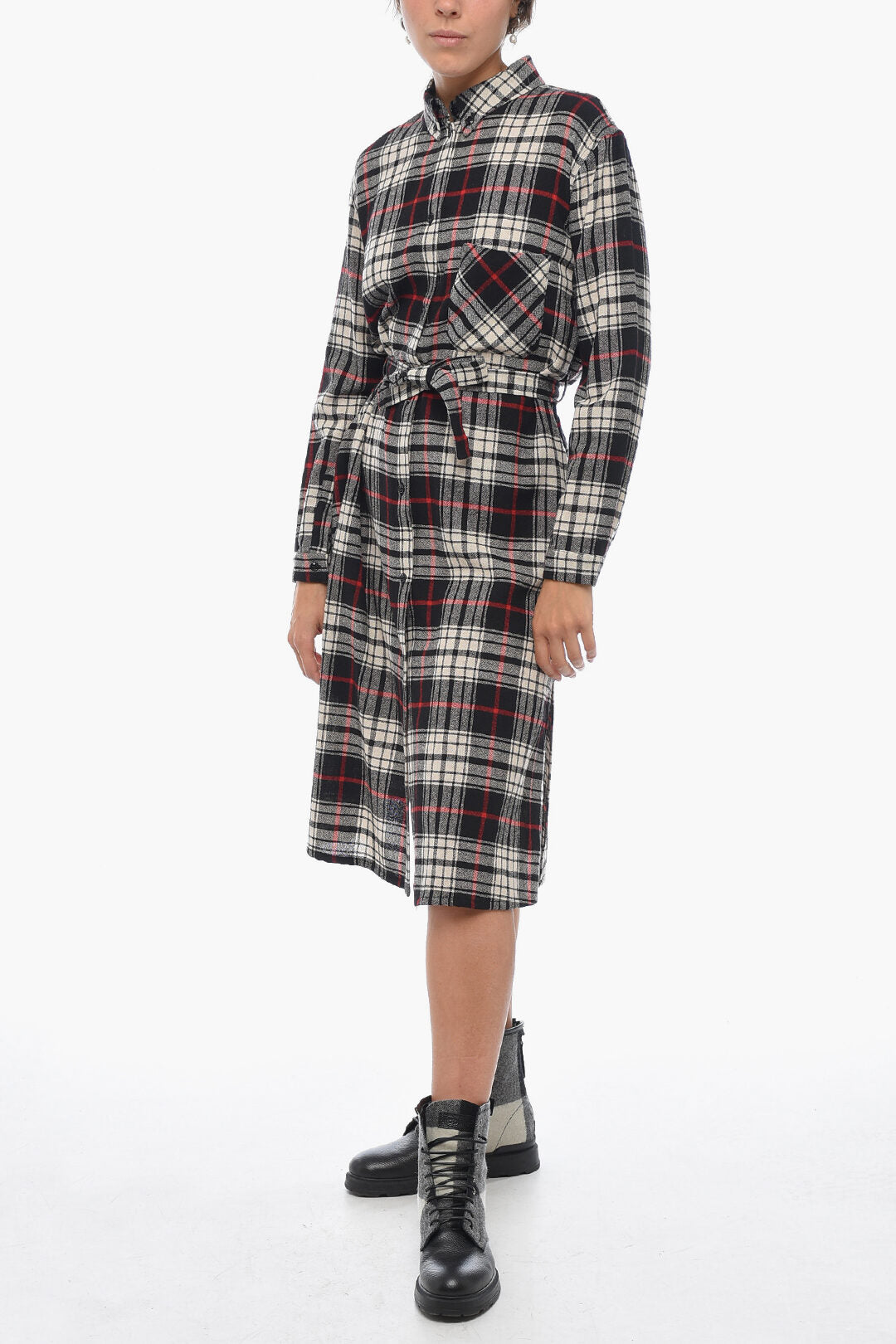 Woolrich 3250~Wool-Blend Shirt Dress HERITAGE GAUZE with Belt